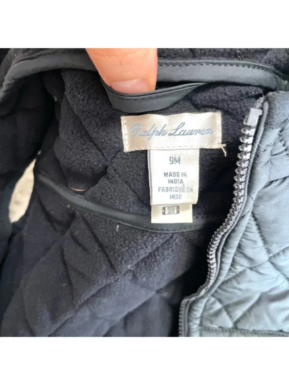 Ralph Lauren Baby Boy Navy Quilted Vest 9M Preppy Classic